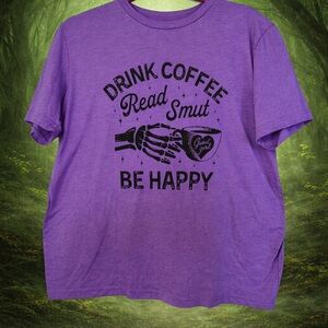 Purple Graphic Tee - Drink Coffee Read Smut
